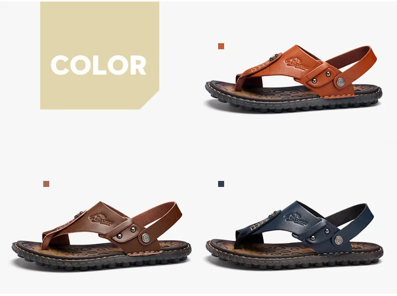Summer Men's Sandals Leather Slippers Men's Sandals Luxury Handmade Shoes Slippers Brand Men Moccasins Beach Sandals Sneakers