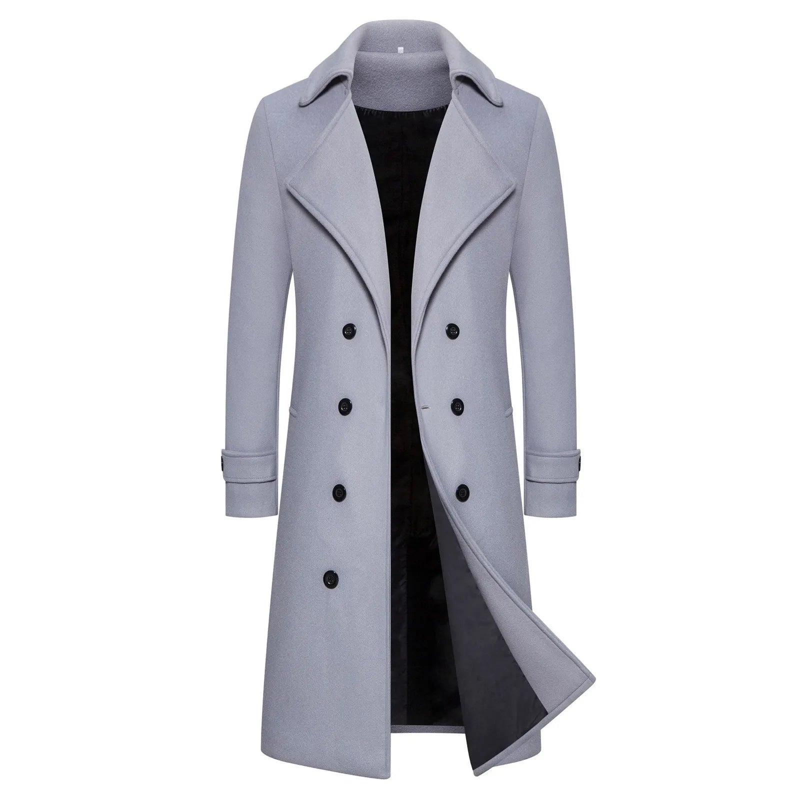 Woolen Warm Men's Double Breasted Overcoat Autumn/Winter Button Long Cardigans Smooths Long Jacket Elegant Trench Coat For Men