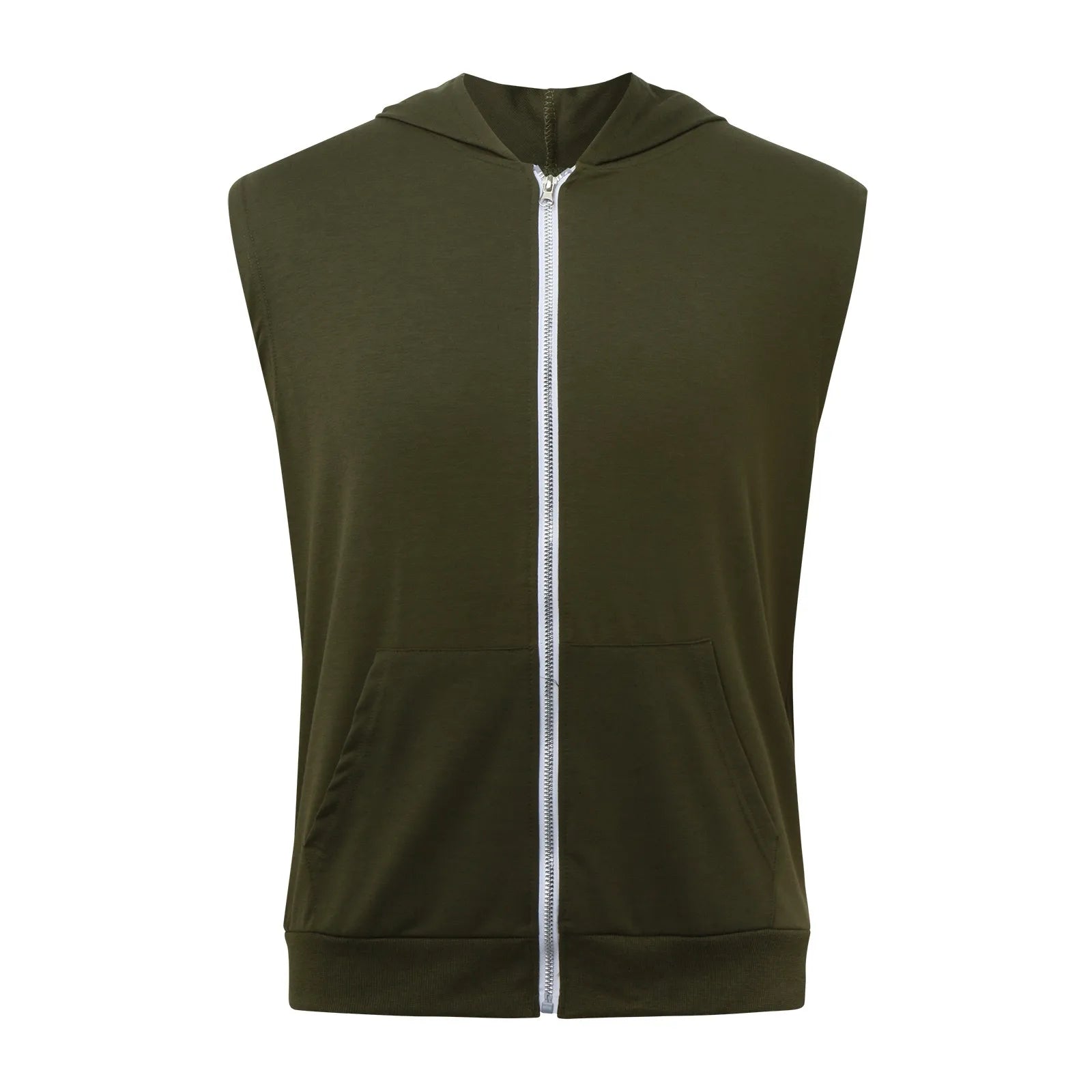Mens Workout Hooded Tank Tops Zip Up Sleeveless Gym Shirts Muscle T Shirt Summer Bodybuilding Vest Solid Color Hoodies T Shirt