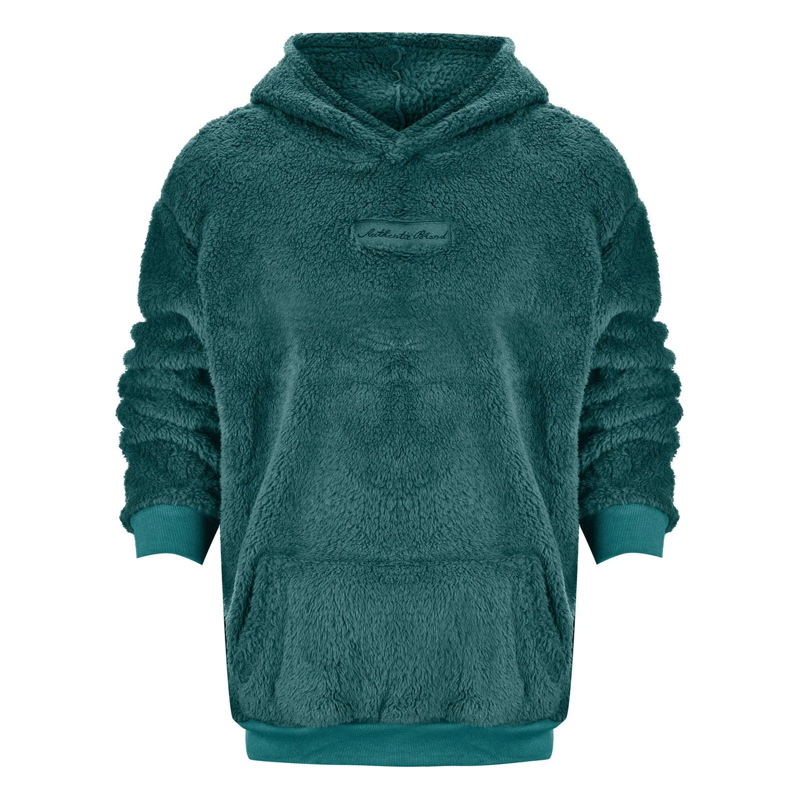 Man Autumn Plush Hoodie Sweatshirt Winter New Fuzzy Fleece Solid Color Letter Long Sleeve Pockets Hooded Sweatshirt Streetwear