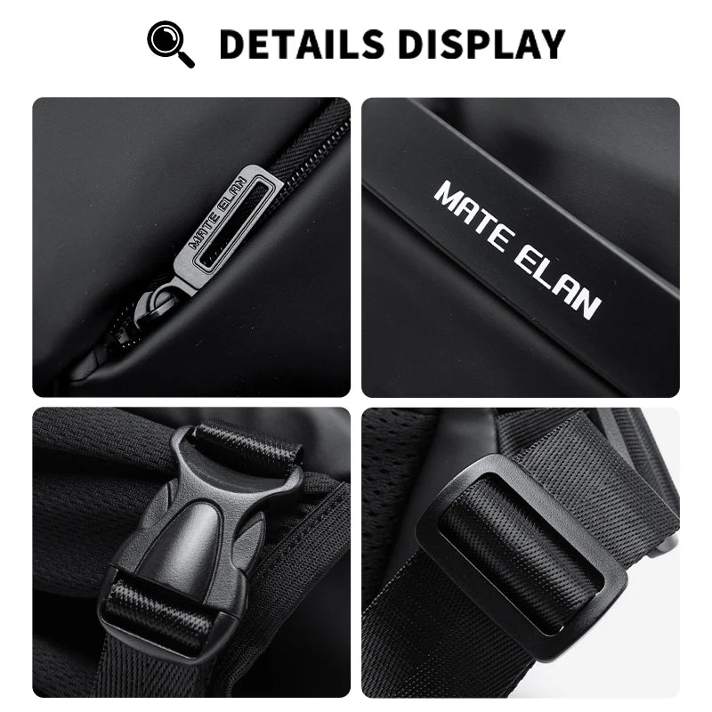 Men Leather Crossbody Bag 11inch iPad Large Capacity Waterproof Multifunction Magnetic Buckle Cycling Commuting Bag