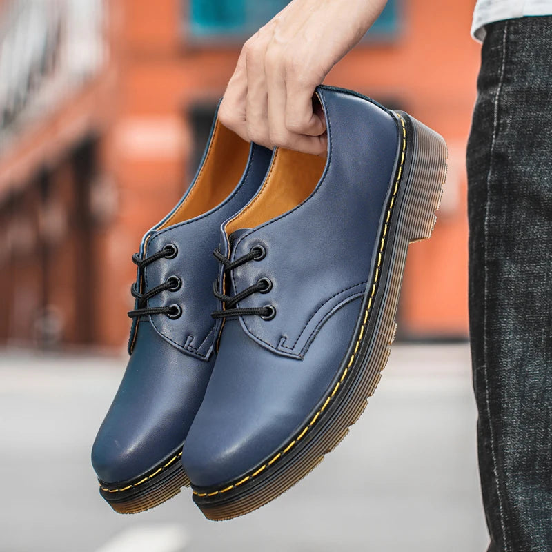 British Style Luxury Outdoor Brand Thick Bottom Oxford Shoes Lace Up Safety Shoes 2024 Fashionable New Couple Style Work Shoes