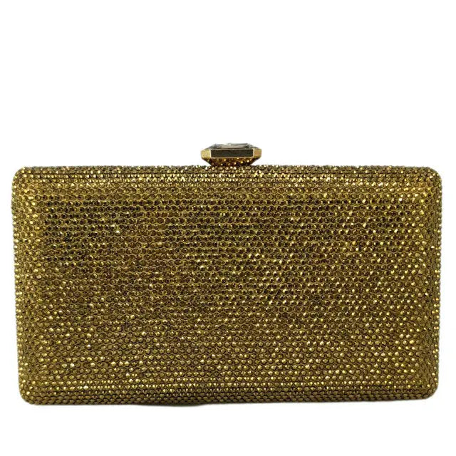 Boutique De FGG Women Black Crystal Clutch Evening Bags Wedding Bridal Rhinestone Box Handbags Party Dinner Diamond Clutch Purse