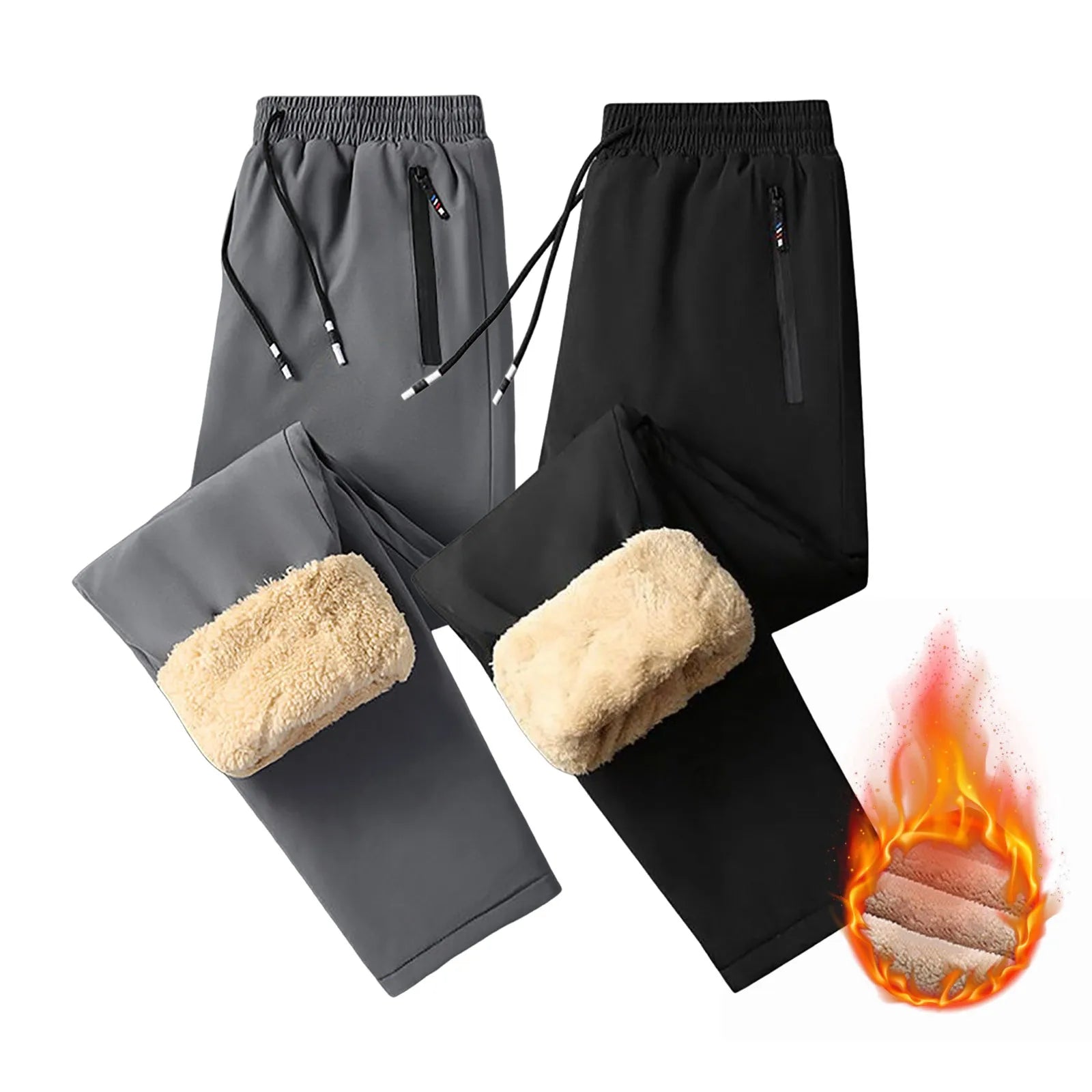 Women’S Plus Size Fleece Lined Sweatpants Winter Warm Wide Straight Leg Pants High Waisted Casual Pants For Women Elastic