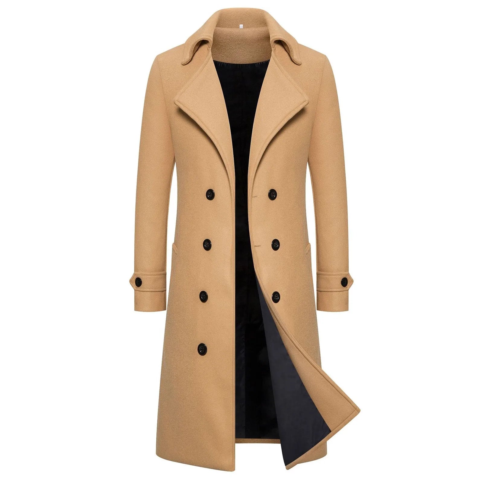 Woolen Warm Men's Double Breasted Overcoat Autumn/Winter Button Long Cardigans Smooths Long Jacket Elegant Trench Coat For Men