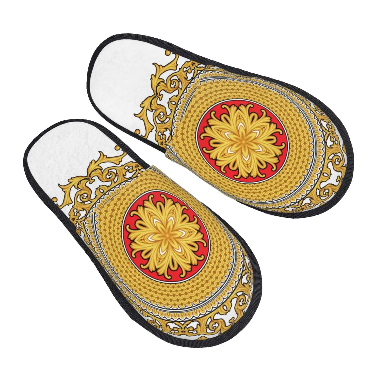 Home Slippers Winter Warm Men Women Plush Indoor Slippers Golden Baroque Warm Soft Shoes Home Footwear Autumn Winter 2023