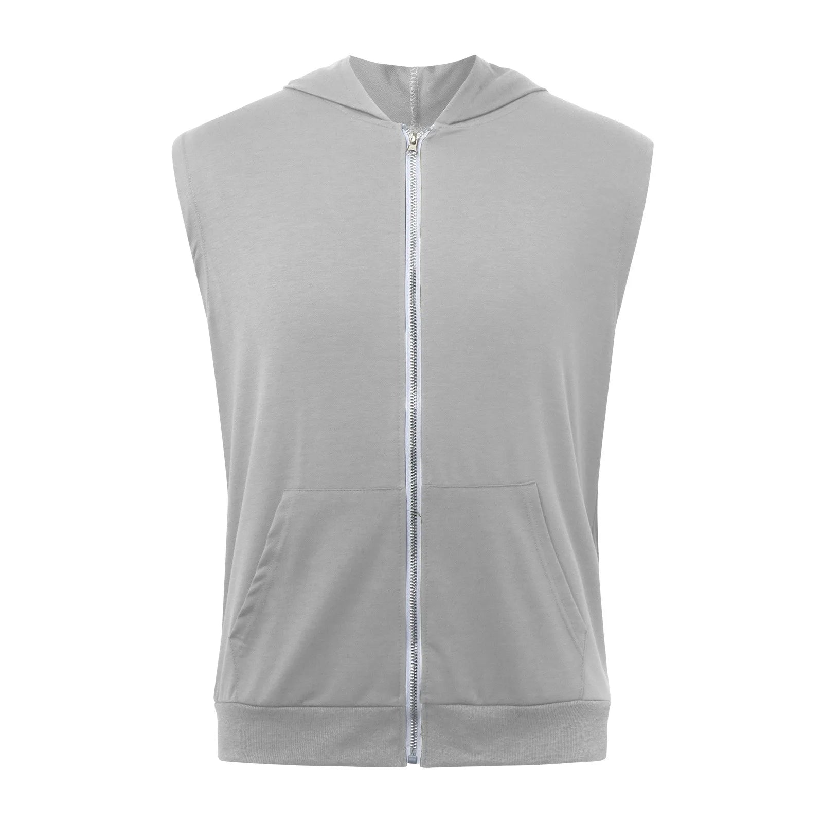 Mens Workout Hooded Tank Tops Zip Up Sleeveless Gym Shirts Muscle T Shirt Summer Bodybuilding Vest Solid Color Hoodies T Shirt