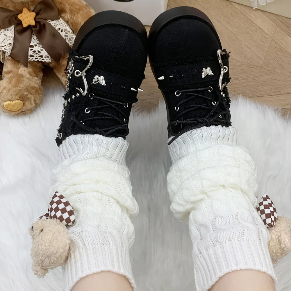 Gothic Chunky Platform Wedges Denim Women Mary Janes Shoes 2024 New Y2k Sweet Cute Fashion Women Shoes Pumps Loafers Comfy Shoes