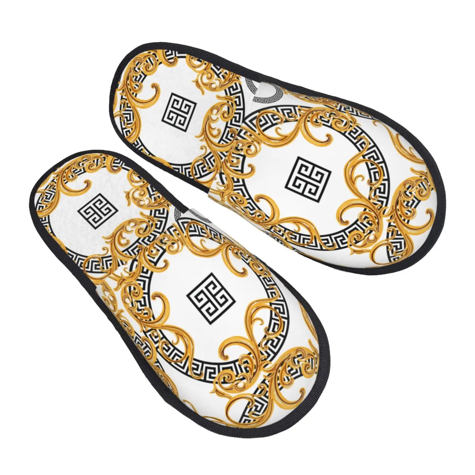 Home Slippers Winter Warm Men Women Plush Indoor Slippers Golden Baroque Warm Soft Shoes Home Footwear Autumn Winter 2023