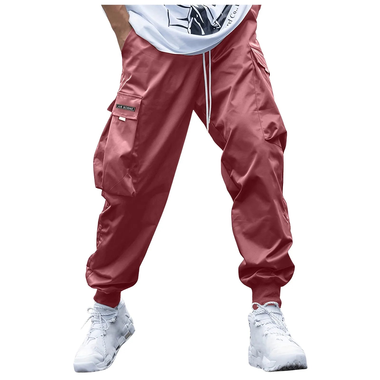 Men Cargo Pants Streetwear Elastic Waist Jogger Sweatpants Hip Hop Sport Pants Men's Clothing Drawstring Pockets Trousers