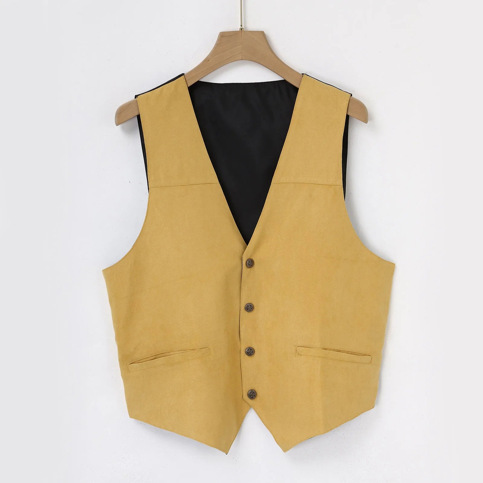 Mens Gentlemens Suede Leather Vest Brown Business Wedding Party Sleevelss Formal Jackets Single Breasted Casual Cowboy Waistcoat