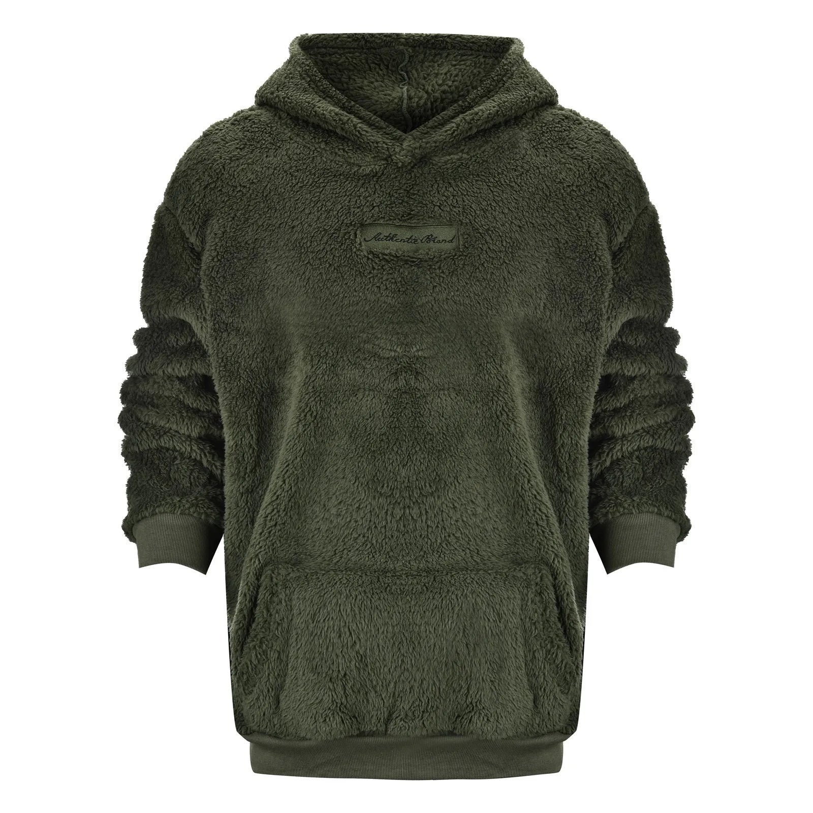Man Autumn Plush Hoodie Sweatshirt Winter New Fuzzy Fleece Solid Color Letter Long Sleeve Pockets Hooded Sweatshirt Streetwear