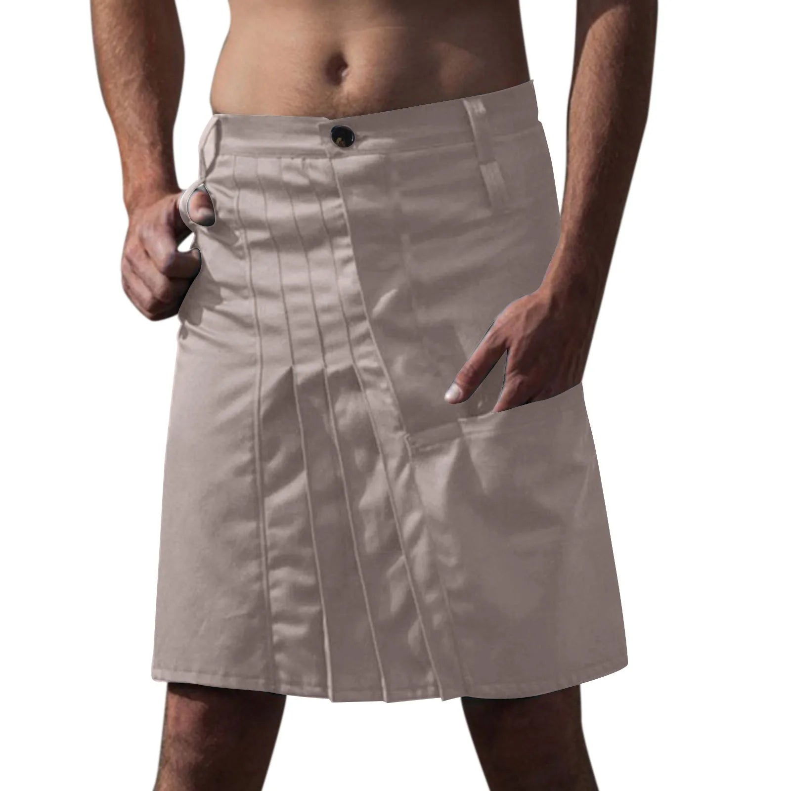 Clothing For Boys Pants Mens Trousers Male Fashion Casual Scottish Style Retro Solid Pocket Pleated Skirt Pantalones Hombre