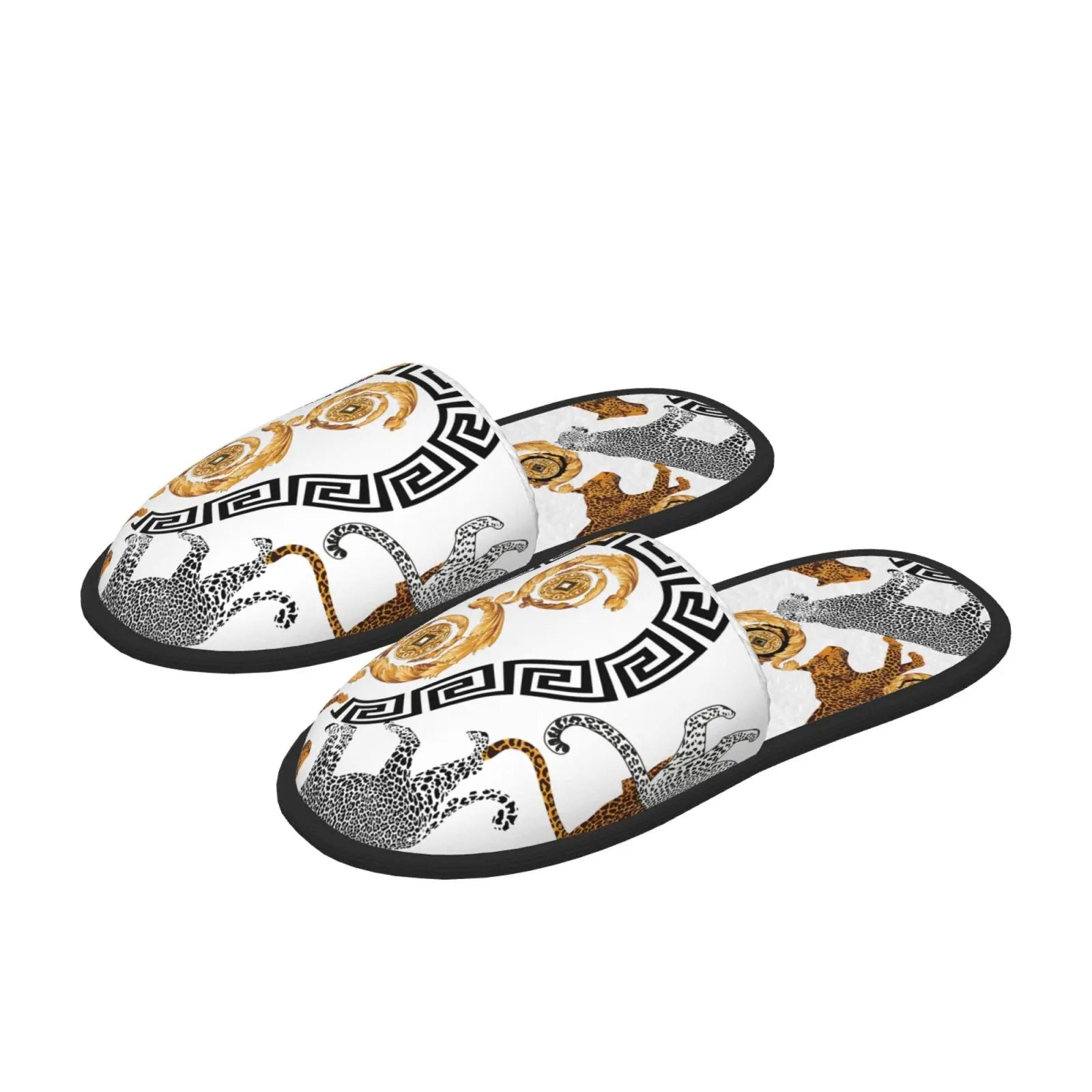 Home Slippers Winter Warm Men Women Plush Indoor Slippers Golden Baroque Warm Soft Shoes Home Footwear Autumn Winter 2023