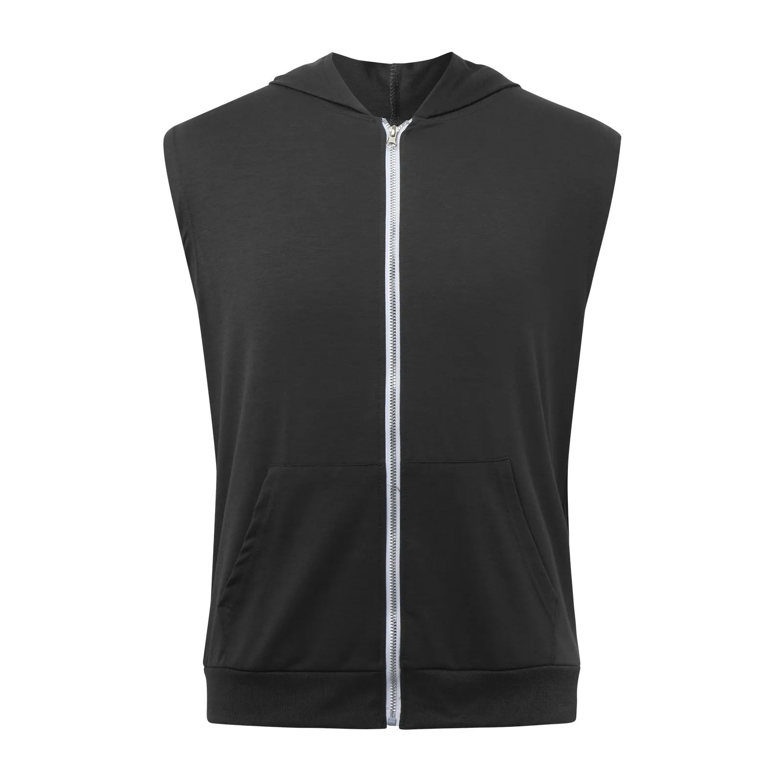 Mens Workout Hooded Tank Tops Zip Up Sleeveless Gym Shirts Muscle T Shirt Summer Bodybuilding Vest Solid Color Hoodies T Shirt