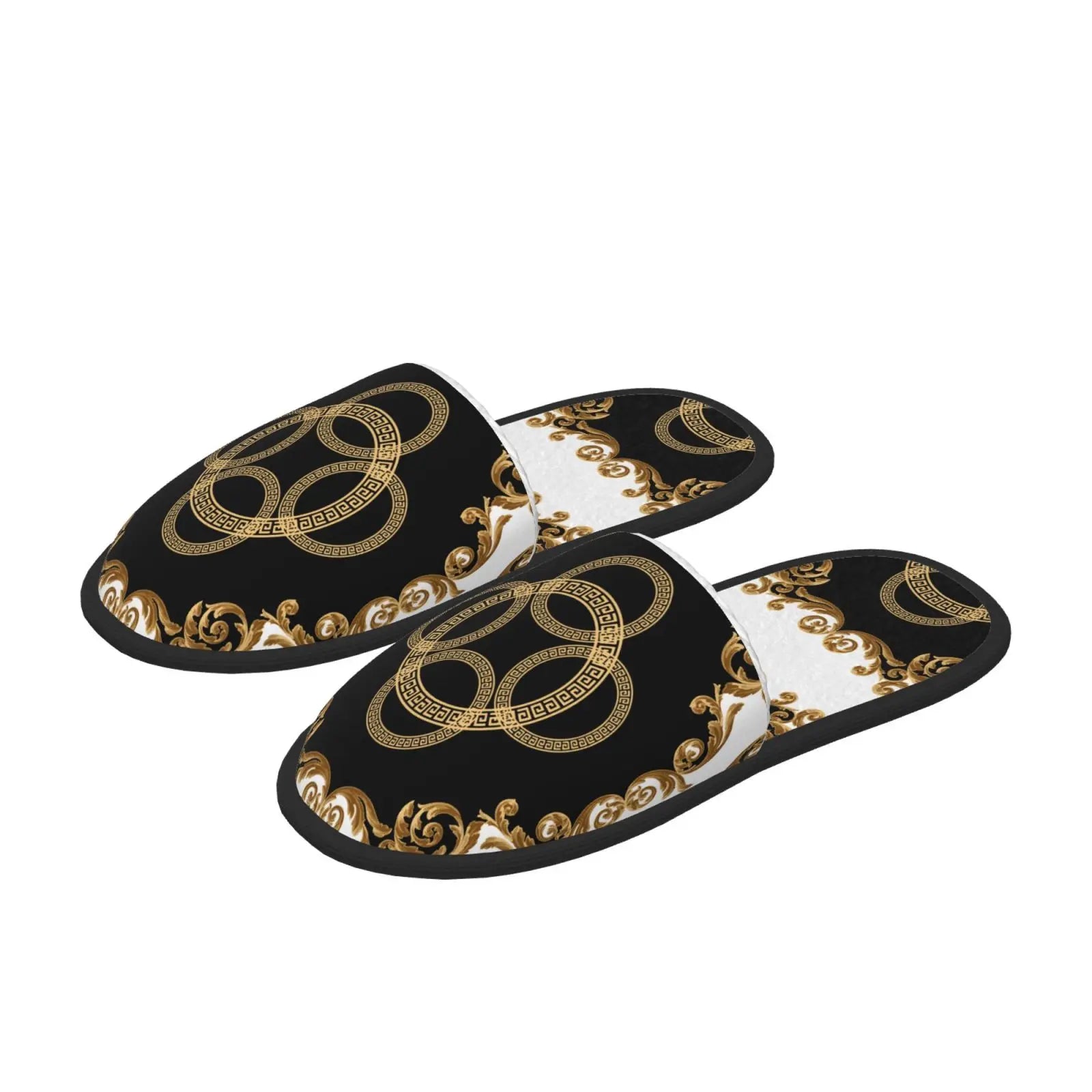 Home Slippers Winter Warm Men Women Plush Indoor Slippers Golden Baroque Warm Soft Shoes Home Footwear Autumn Winter 2023