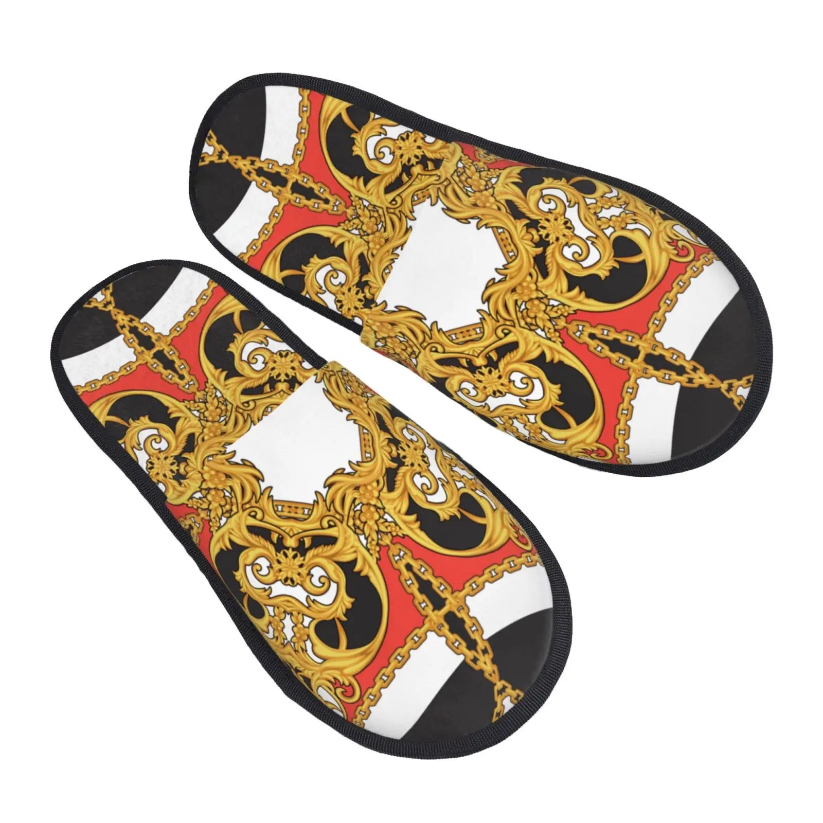 Home Slippers Winter Warm Men Women Plush Indoor Slippers Golden Baroque Warm Soft Shoes Home Footwear Autumn Winter 2023