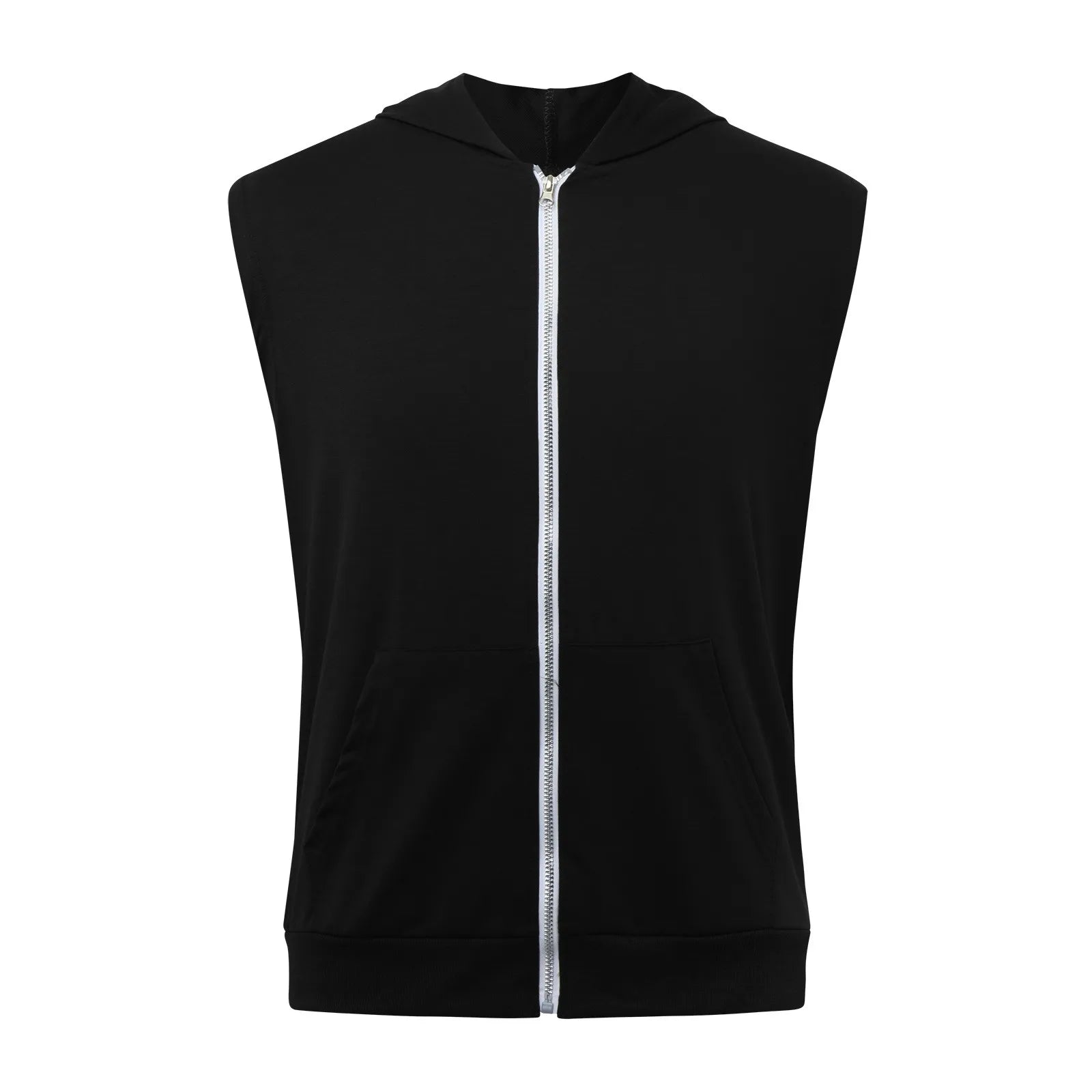 Mens Workout Hooded Tank Tops Zip Up Sleeveless Gym Shirts Muscle T Shirt Summer Bodybuilding Vest Solid Color Hoodies T Shirt
