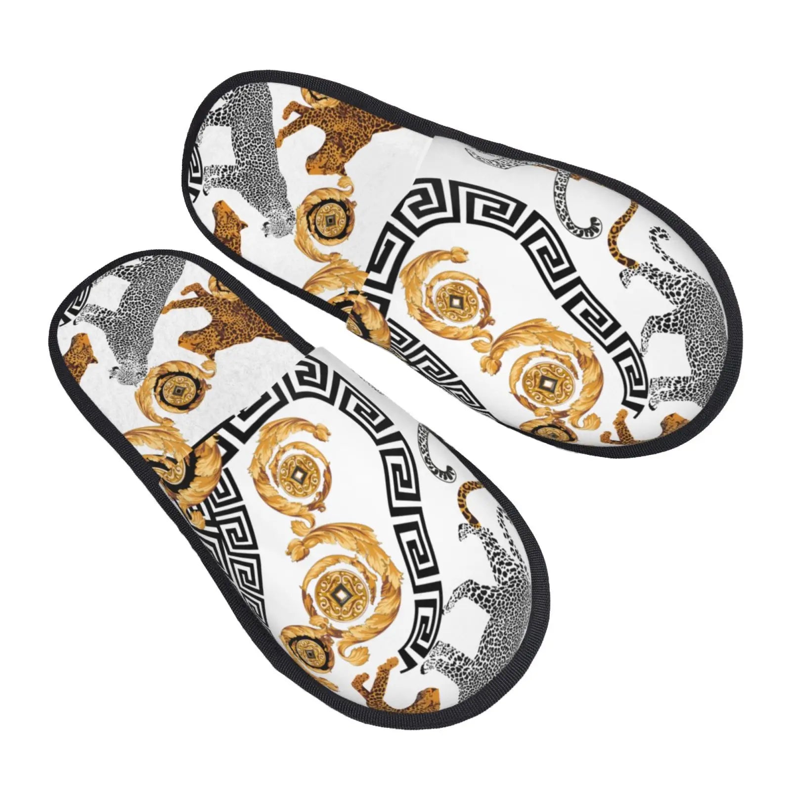 Home Slippers Winter Warm Men Women Plush Indoor Slippers Golden Baroque Warm Soft Shoes Home Footwear Autumn Winter 2023