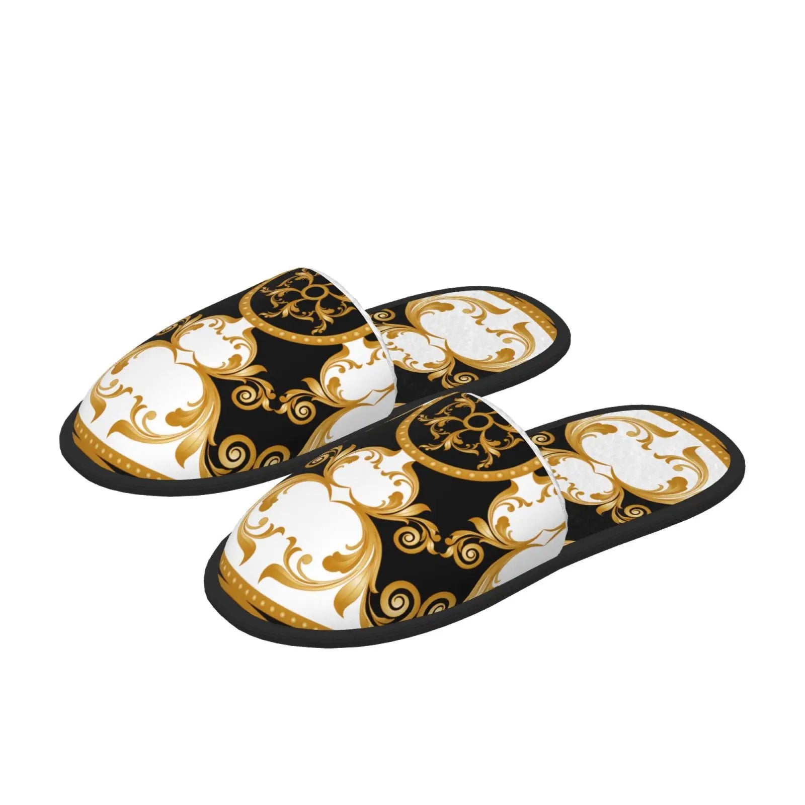 Home Slippers Winter Warm Men Women Plush Indoor Slippers Golden Baroque Warm Soft Shoes Home Footwear Autumn Winter 2023