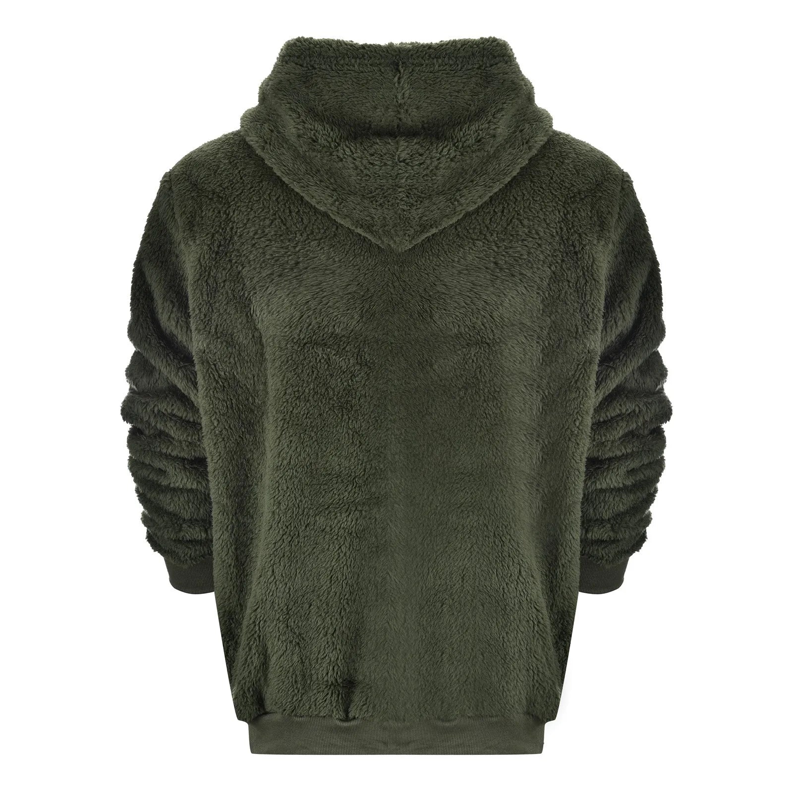 Man Autumn Plush Hoodie Sweatshirt Winter New Fuzzy Fleece Solid Color Letter Long Sleeve Pockets Hooded Sweatshirt Streetwear