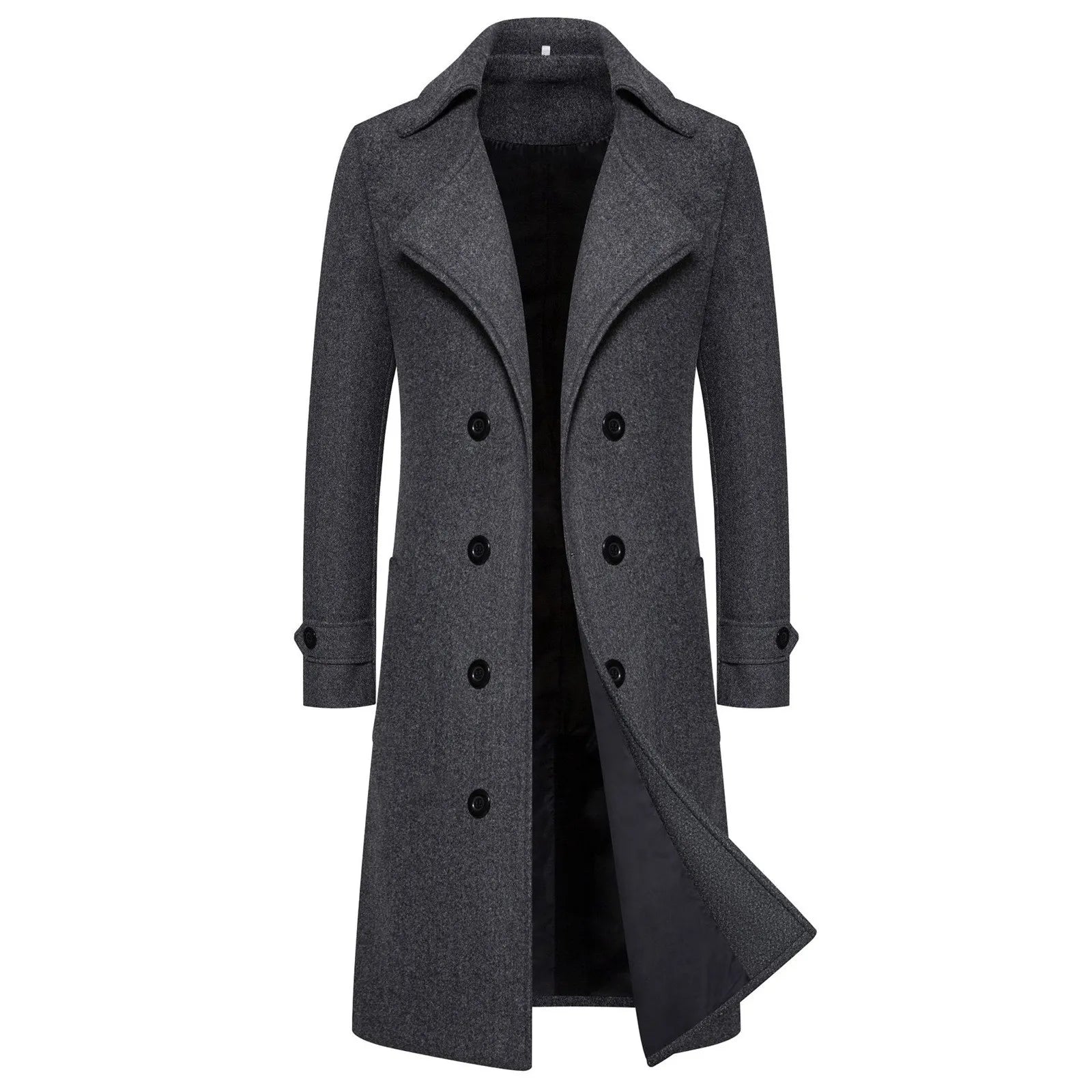 Woolen Warm Men's Double Breasted Overcoat Autumn/Winter Button Long Cardigans Smooths Long Jacket Elegant Trench Coat For Men