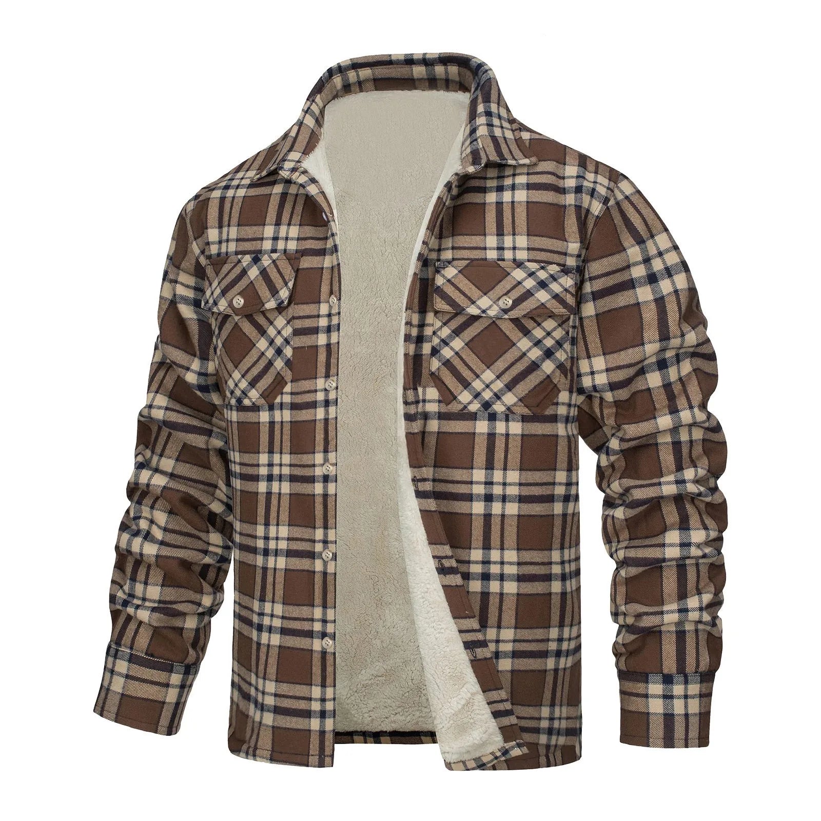 Men Autumn And Winter Fashion Casual Check Square Lapel Pocket Hoodless Fastening 2024 Winter Fashion Comfort Men's Jacket