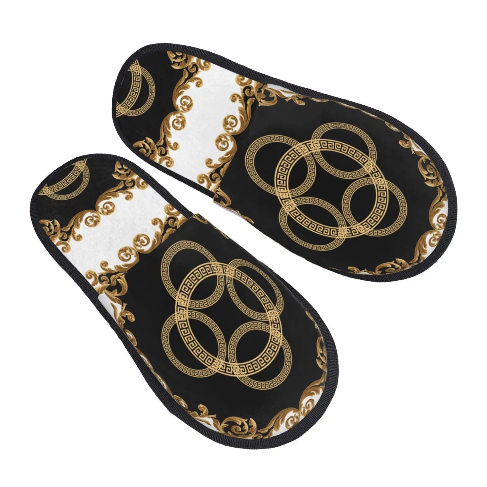 Home Slippers Winter Warm Men Women Plush Indoor Slippers Golden Baroque Warm Soft Shoes Home Footwear Autumn Winter 2023