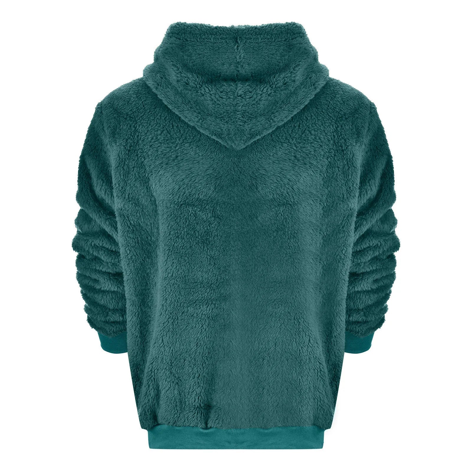 Man Autumn Plush Hoodie Sweatshirt Winter New Fuzzy Fleece Solid Color Letter Long Sleeve Pockets Hooded Sweatshirt Streetwear