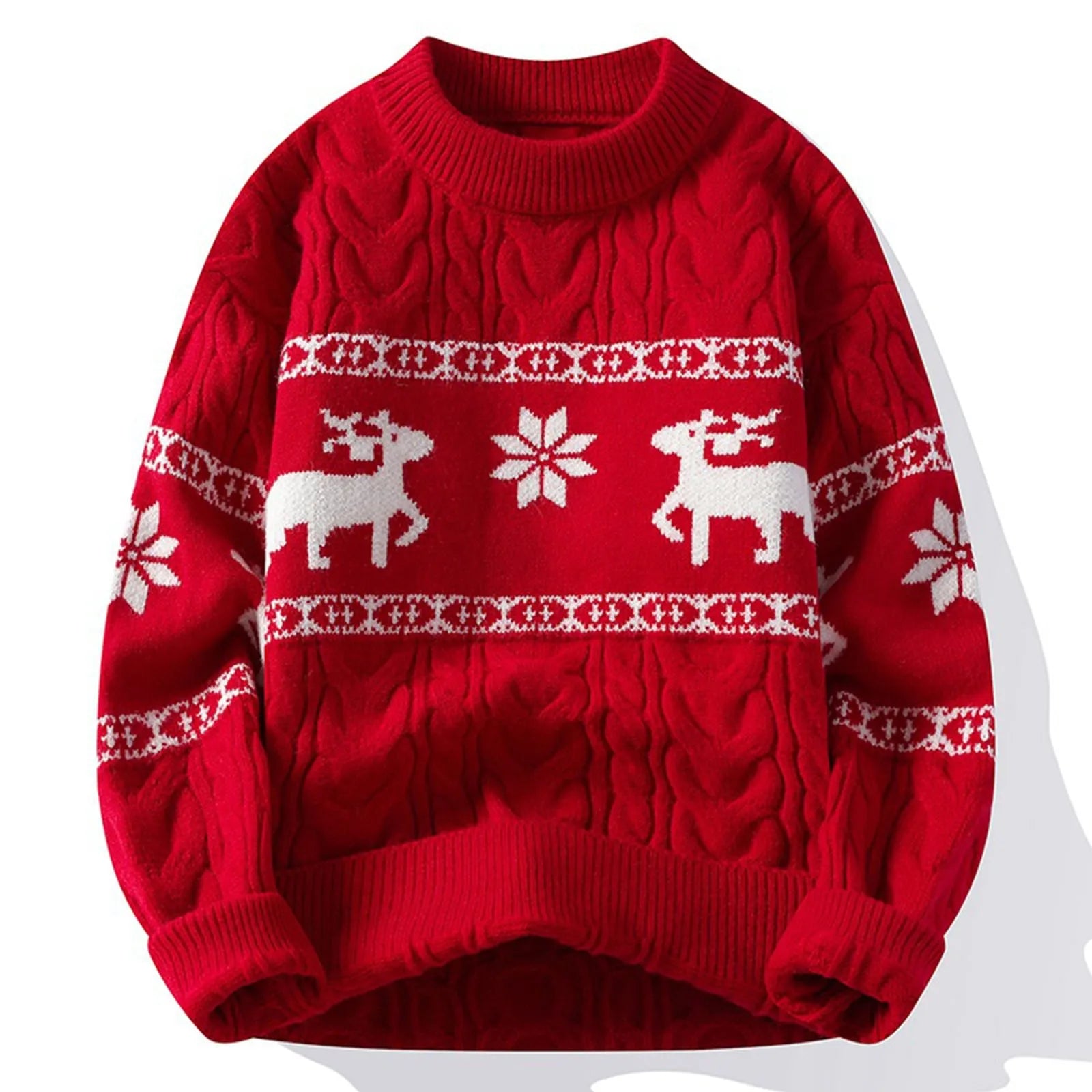 Men&Women Red Christmas Sweater for 2024 New Year Couple Mom Father Family Sweaters Matchsing Sets Reindeer Print Pullovers
